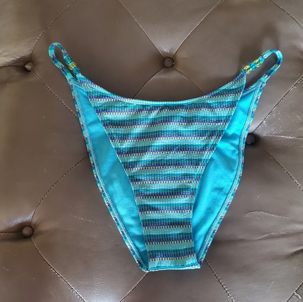 WILD FABLE Women's Blue Green Multi Beaded Bikini Bottoms S
